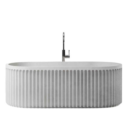 Amalfi Fluted Concrete Bathtub - Off White