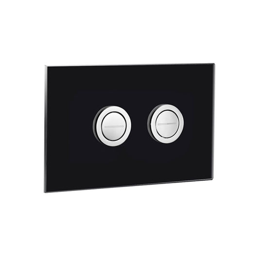 Pneumatic Round Push Panel Flush Plate - Black Glass