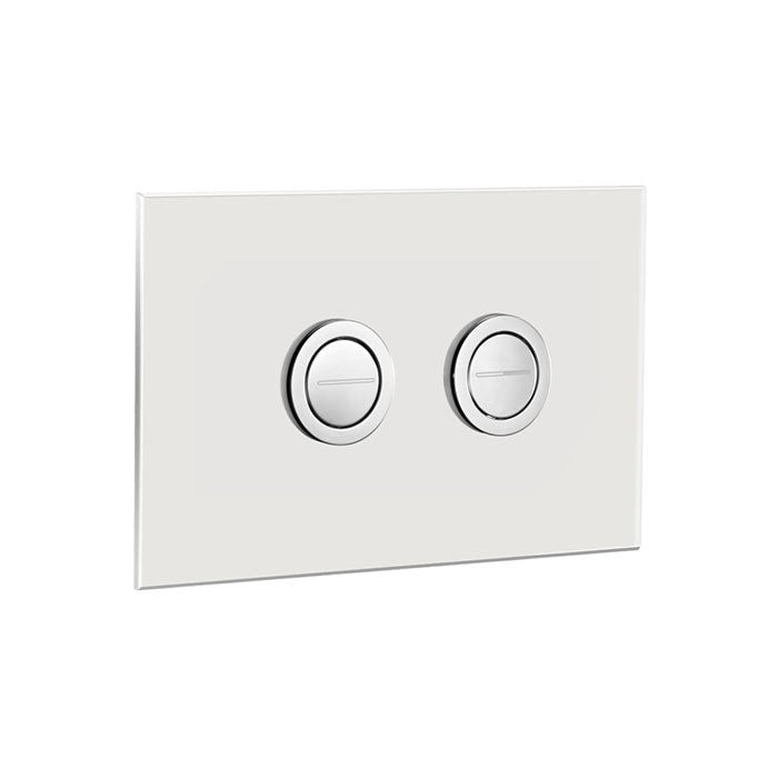 Pneumatic Round Push Panel Flush Plate - White Glass