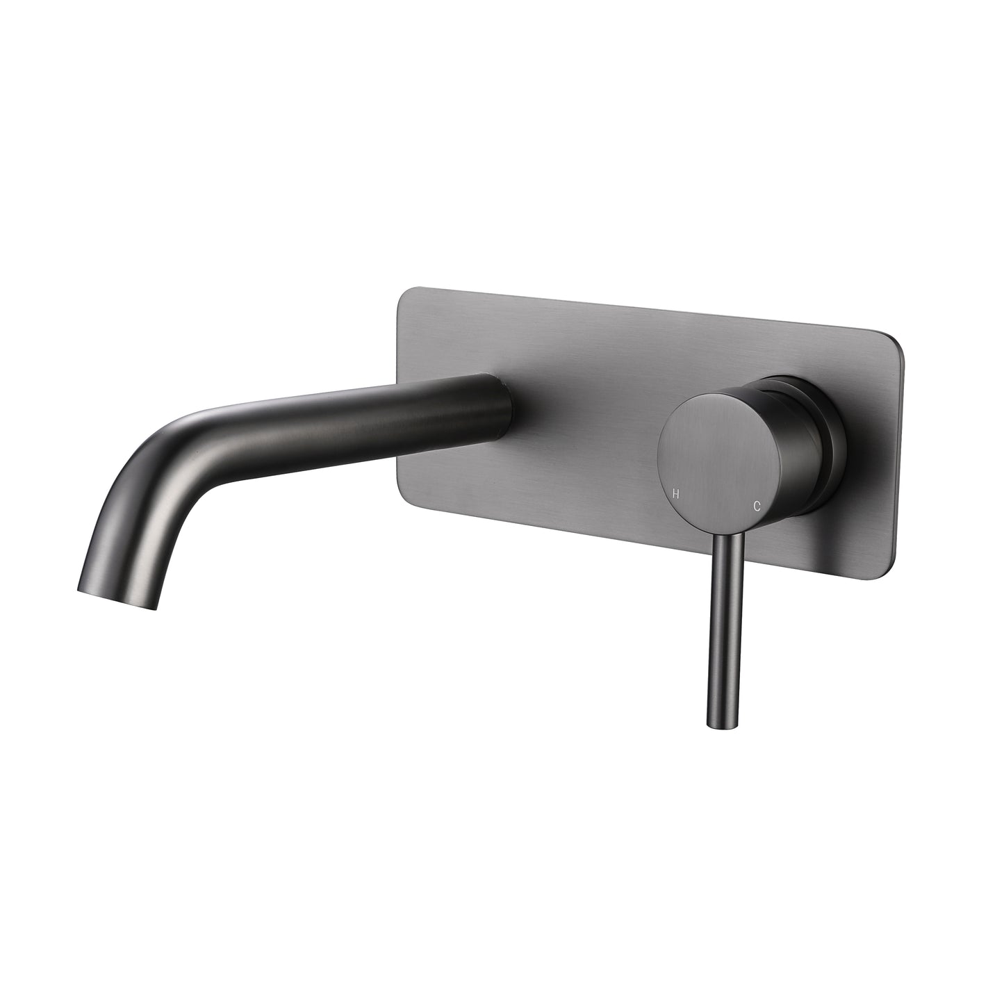 Lo Wall Plate Minimal Mixer & Spout Set - Brushed Gunmetal