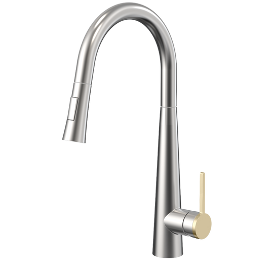 Demetria Pull-out Kitchen Mixer - Brushed Brass