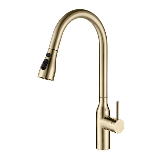 Brisa Pull-out Kitchen Mixer - Brushed Brass