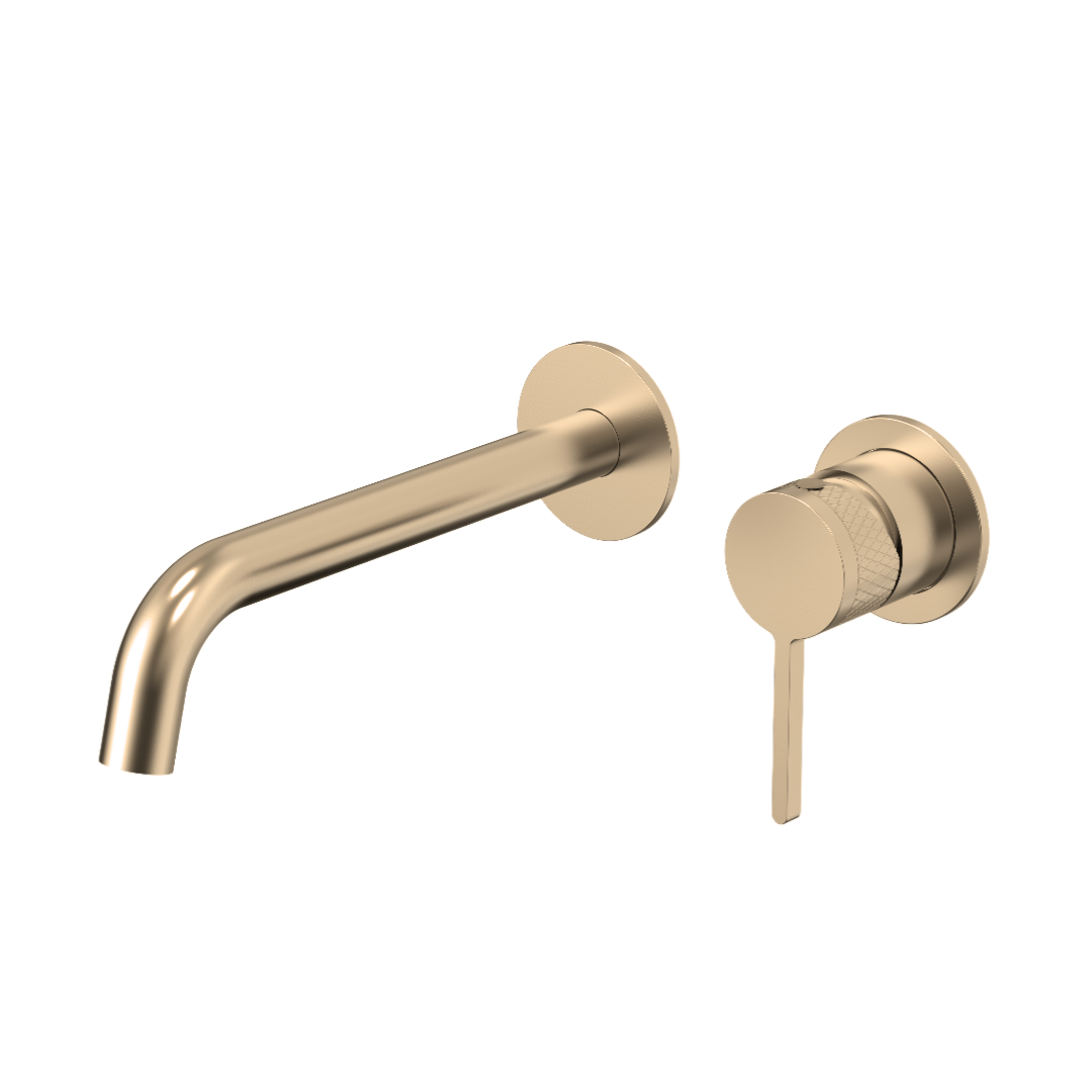 Hedda Wall Mixer & Spout Set - Brushed Brass