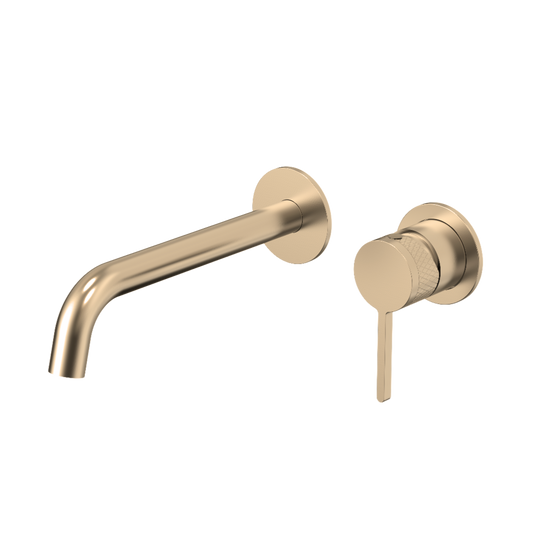 Hedda Wall Mixer & Spout Set - Brushed Brass