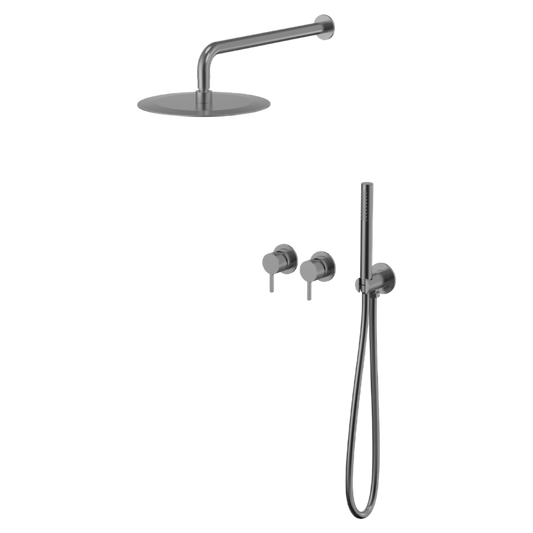 Ainhoa Twin Round Wall Shower Set - Brushed Gunmetal