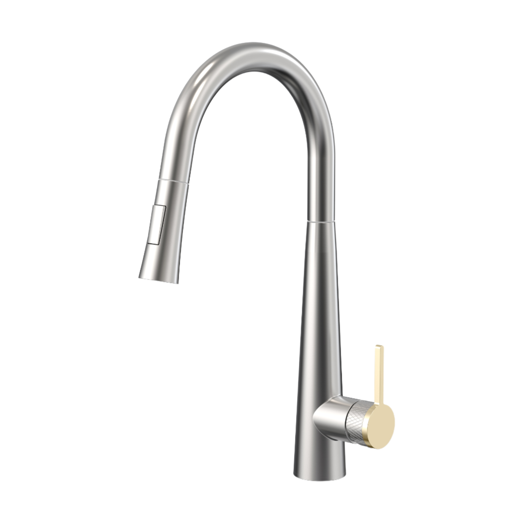 Faustine Pull-out Kitchen Mixer - Brushed Brass