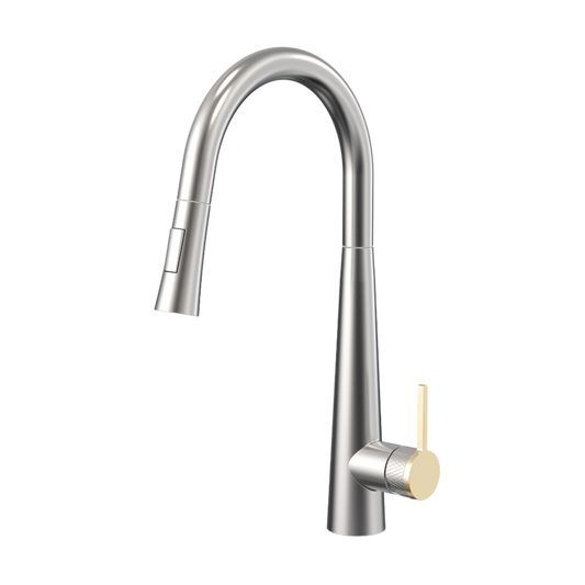 Faustine Pull-out Kitchen Mixer - Brushed Brass