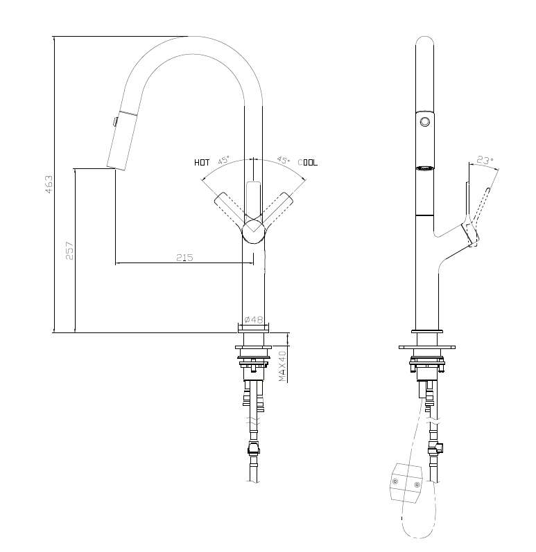 Lise Pull-out Kitchen Mixer - Brushed Nickel