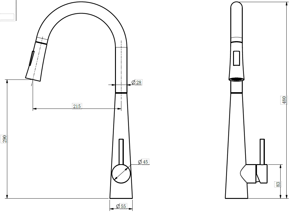 Demetria Pull-out Kitchen Mixer - Brushed Nickel