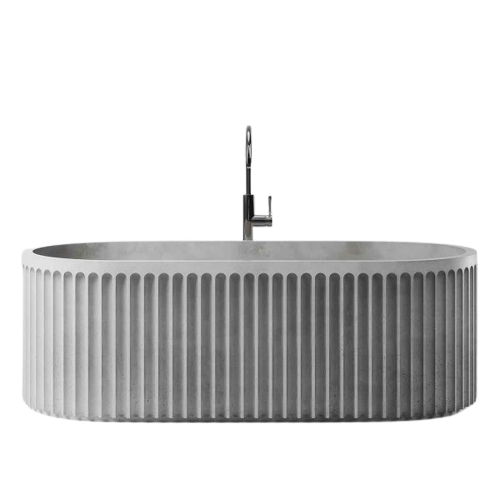 Amalfi Fluted Concrete Bathtub - Mid Grey