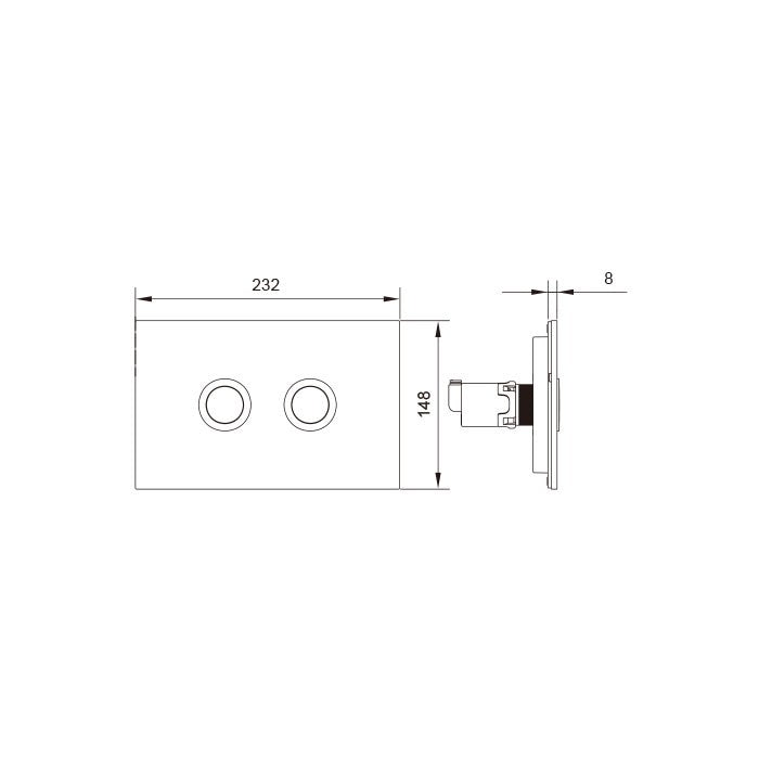 Pneumatic Round Push Panel Flush Plate - White Glass