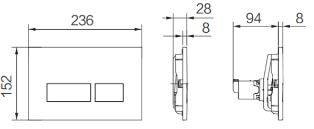 Mechanical Rectangular Push Panel Flush Plate