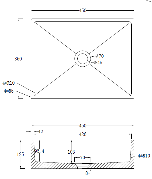 Valencia Concrete Rectangle Basin - Mid Grey