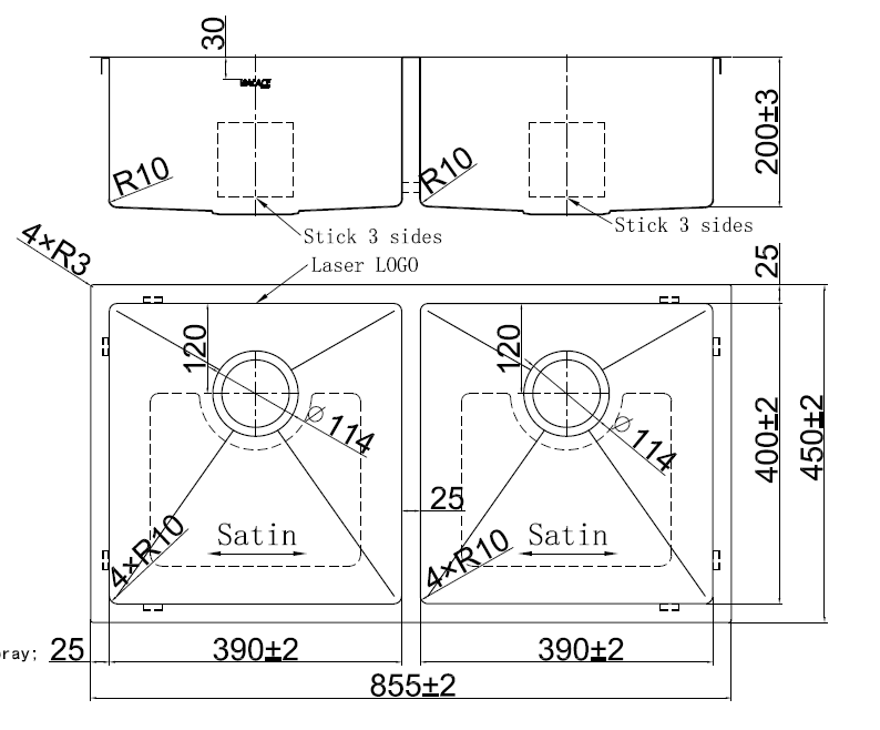 Whistler Double Sink - Brushed Gunmetal